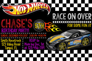 Hot Wheels Birthday Invitations, Hot Wheels Birthday Party Inspired