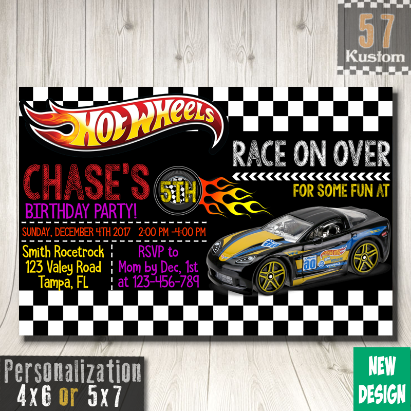 Hot Wheels Birthday Invitations, Hot Wheels Birthday Party Inspired