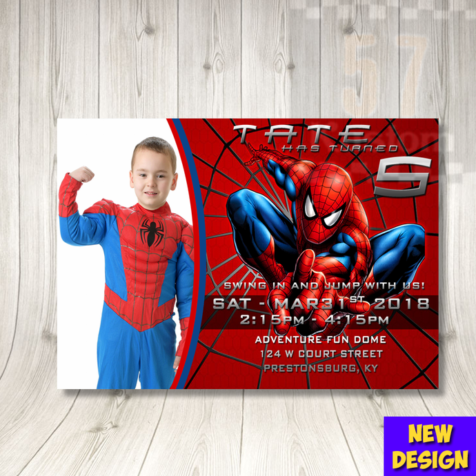 Spiderman Birthday Invitation, Superhero Avengers Invites Party